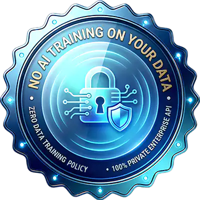 Sello No AI Training on Your Data - Zero Data Training Policy